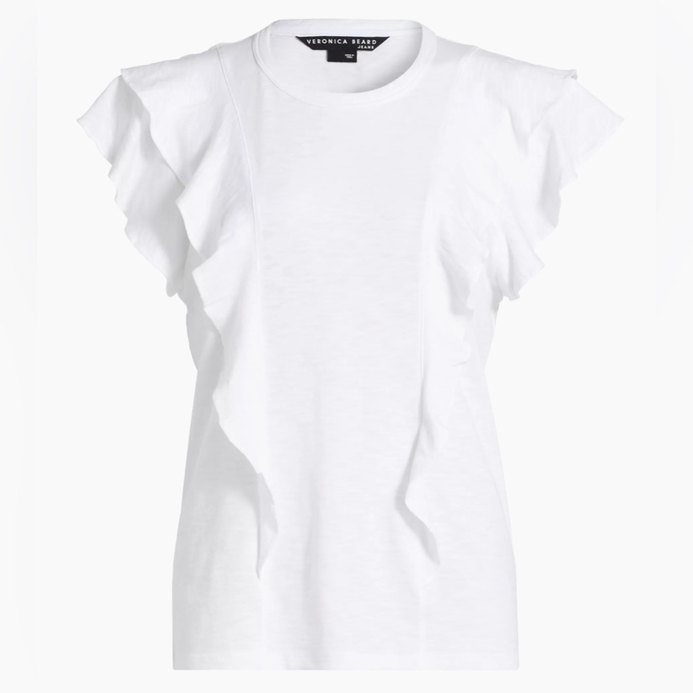VERONICA BEARD Bea Ruffled Cotton T-Shirt